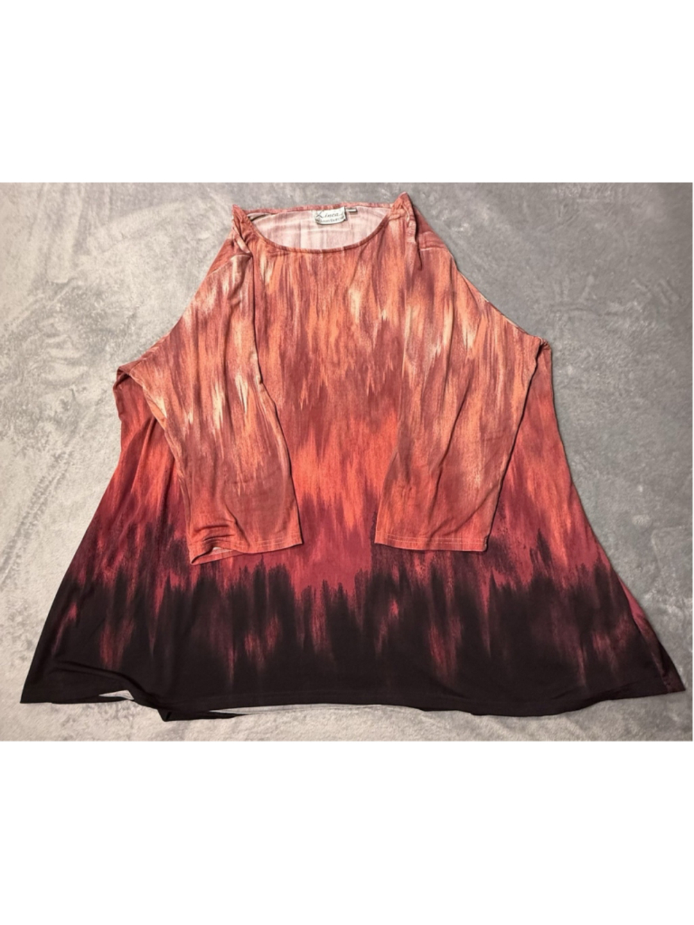 Linea by Louis Dell'Olio Blouse Womens Tye Dye Abstract Pattern Red Black 3XL